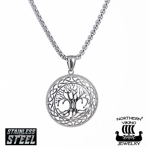 Northern Viking Jewelry®-Riipus "Shiny Steel Tree Of Life"