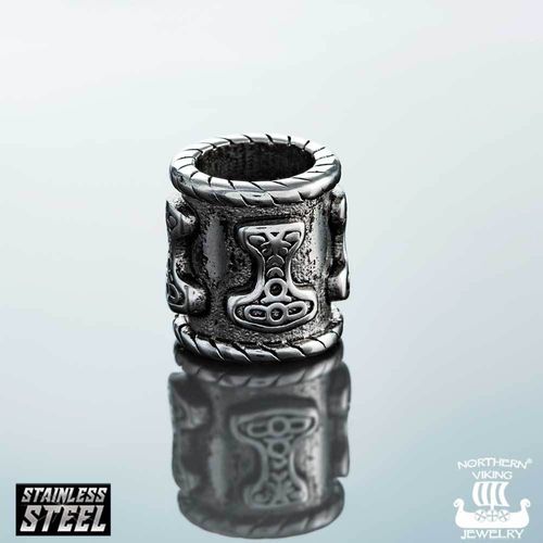 Northern Viking Jewelry®-Beard Ring "8 mm Thor's Hammer"