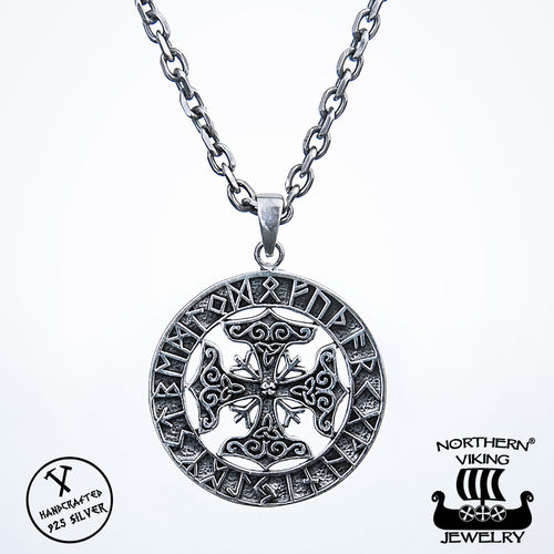 Northern Viking Jewelry® 925-Hopeariipus Neljä Thorin Vasaraa