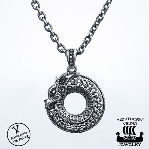 Northern Viking Jewelry® 925-Hopeariipus Dragon