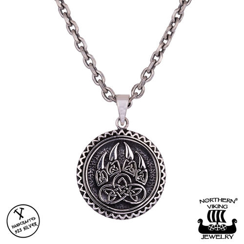 Northern Viking Jewelry® 925-Silver Bear Paw Pendant