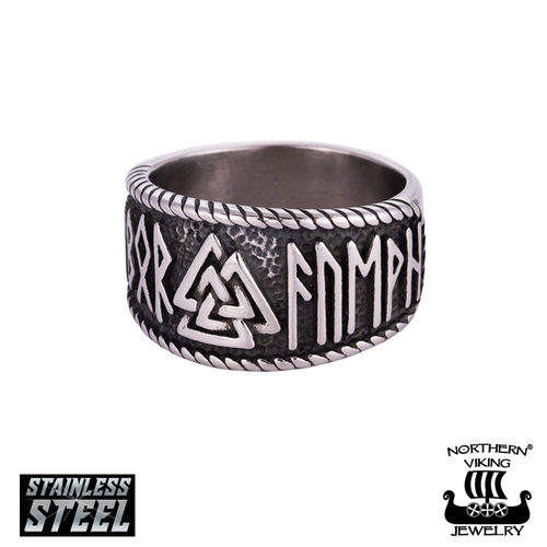 Northern Viking Jewelry®-Ring "Steel Valknut"
