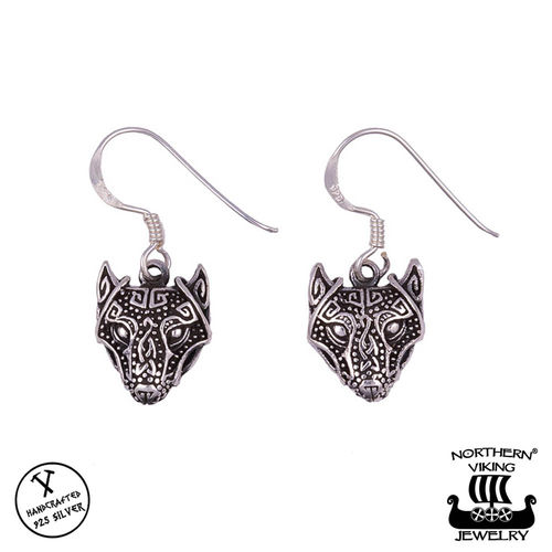 Northern Viking Jewelry® "925 Silver Guardian Wolf Earrings