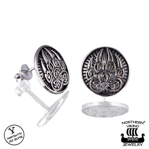 Northern Viking Jewelry® "925 Silver Bear Paw Stud Earrings
