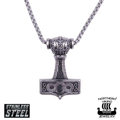 Northern Viking Jewelry®-Riipus "Eternity Knotwork Thor's Hammer"