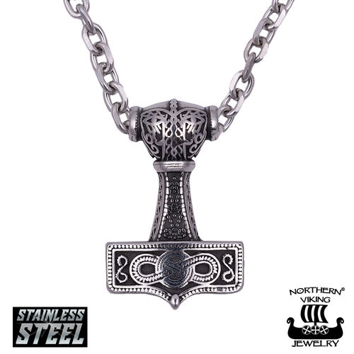 Northern Viking Jewelry® Necklace "6 mm Anchor Chain + Thor's Hammer