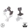 Northern Viking Jewelry® 925-Silver Wolf Head Thor's Hammer Earrings