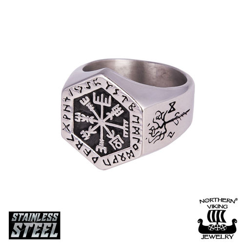Northern Viking Jewelry®-Ring "Hexagonal Vegvisir"