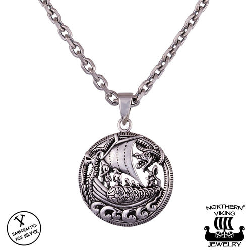 Northern Viking Jewelry® 925-Silver Pendant Viking Longship